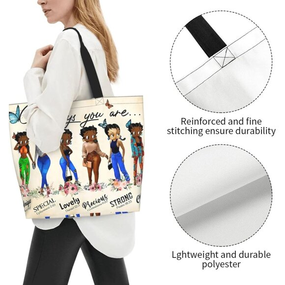 Women Tote Bag Polyester Large Capacity Casual Travel Shopping - Picture 4 of 9